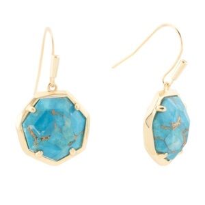 Kendra Scott Cynthia Turquoise Gold Plated Earrings New